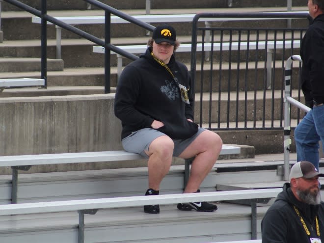 North Dakota transfer offensive lineman Cade Borud visited Iowa for their open spring practice on Saturday.