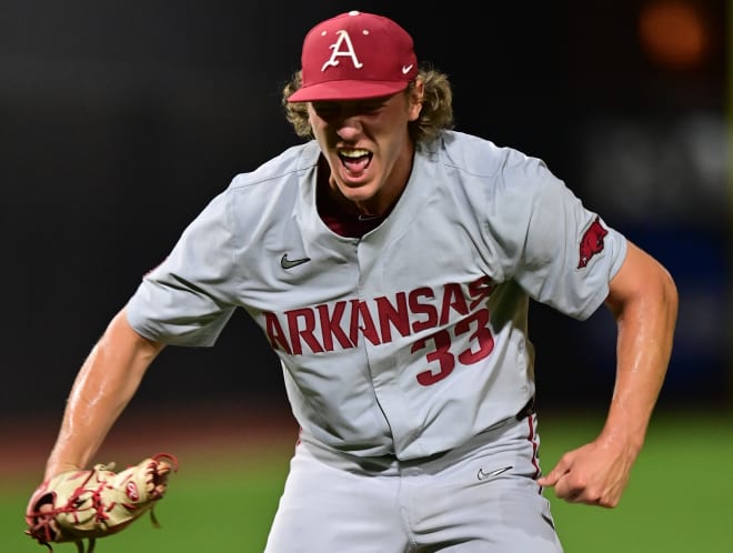 Hagen Smith earned the save in Arkansas' win over Oklahoma State on Monday.