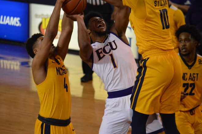 Jayden Gardner scored 27 points and pulled down 13 rebounds in ECU's seventh win of the season.