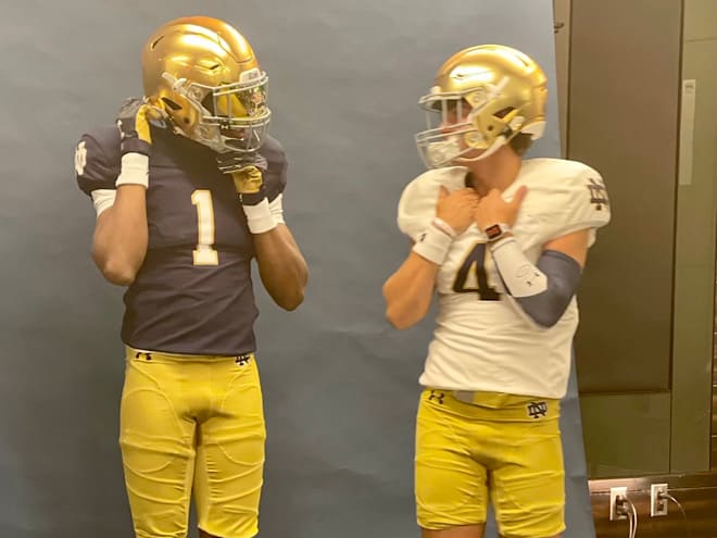 2024 five-star wide receiver Ryan Wingo (left) has visited Notre Dame four times, including Tuesday.