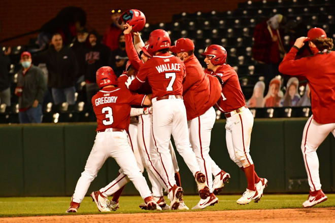 Arkansas won its home opener in walk-off fashion Thursday.