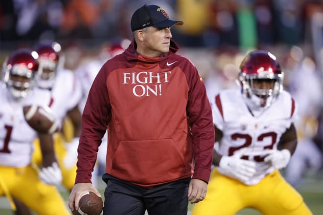 USC head coach Clay Helton has encountered more struggles than expected this year 