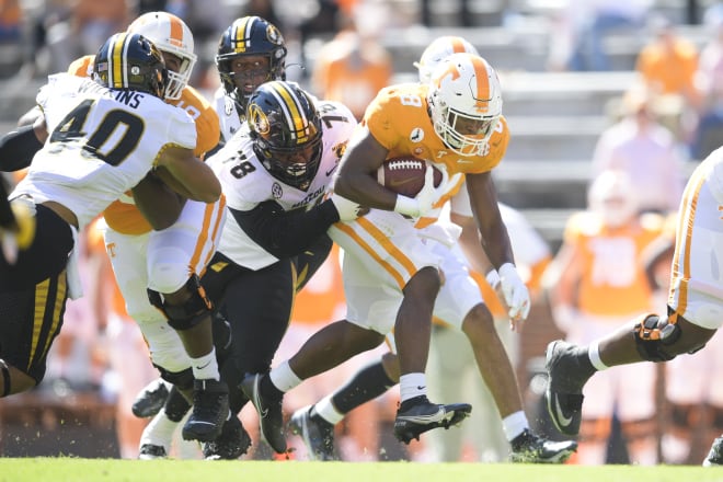 Tennessee ran for 233 yards in its win over Missouri on Saturday.