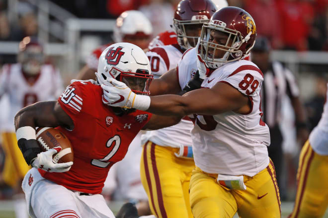 Utah's Zack Moss rushed for 136 yards against USC last fall in Salt Lake City.