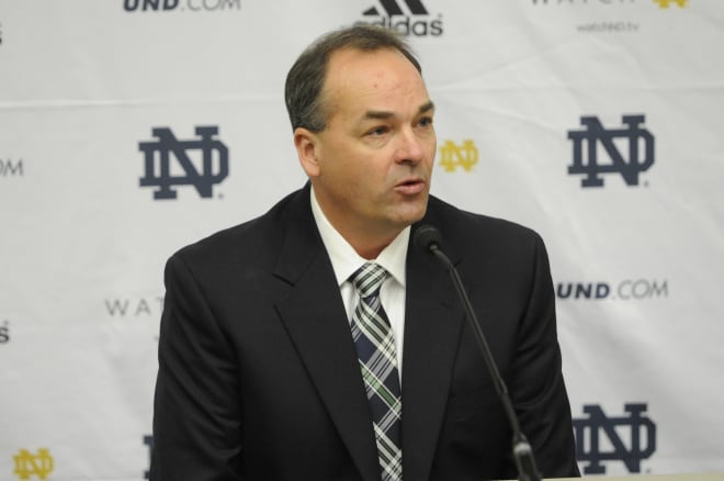 Mike Denbrock during his days as a Notre Dame assistant coach under Brian Kelly.