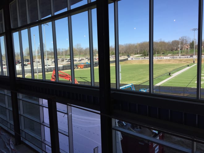 The third floor offers a wide view of the practice fields.