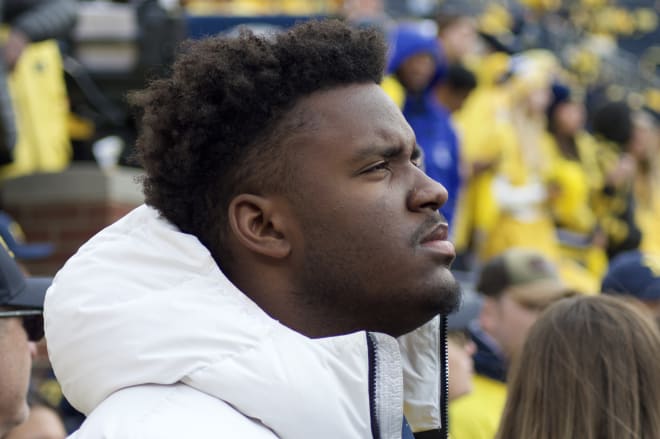 2023 West Bloomfield (Mich.) offensive lineman and Michigan hire Amir Herring. 