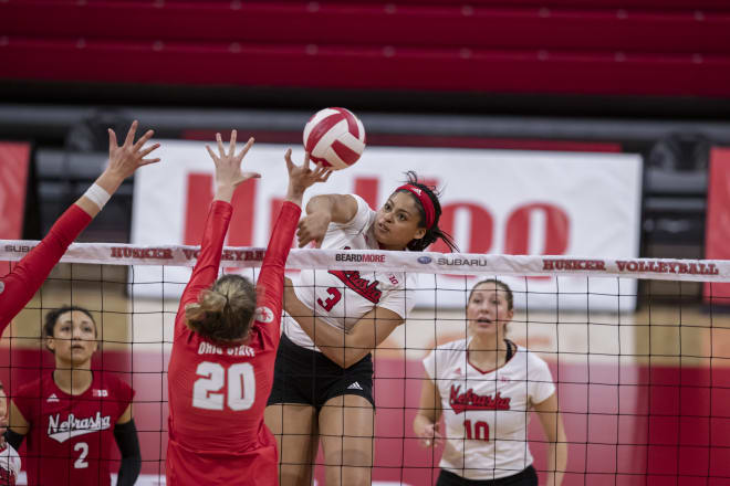 Nebraska volleyball middle blocker Kayla Caffey