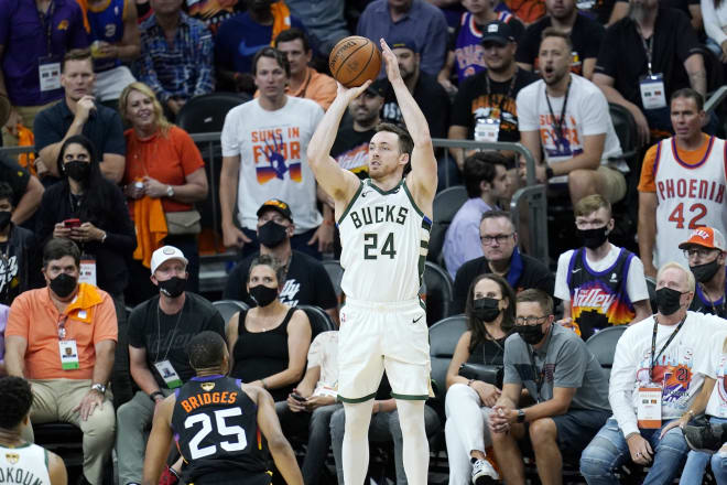 Former Notre Dame Fighting Irish men’s basketball and current Milwaukee Bucks guard Pat Connaughton