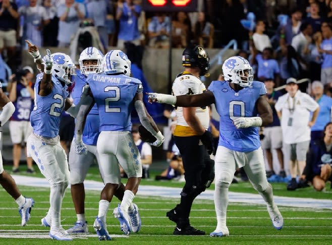 UNC defnesive lineman Tomari Fox (0) is happy being back out on the field with his teammates.