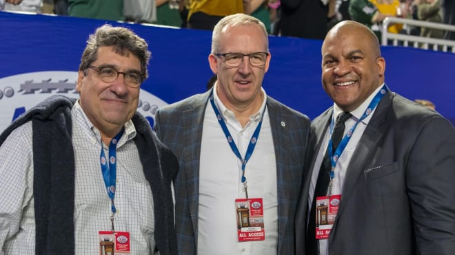 From left to right: VU chancellor Nick Zeppos, SEC commissioner Greg Sankey, VU AD Malcolm Turner