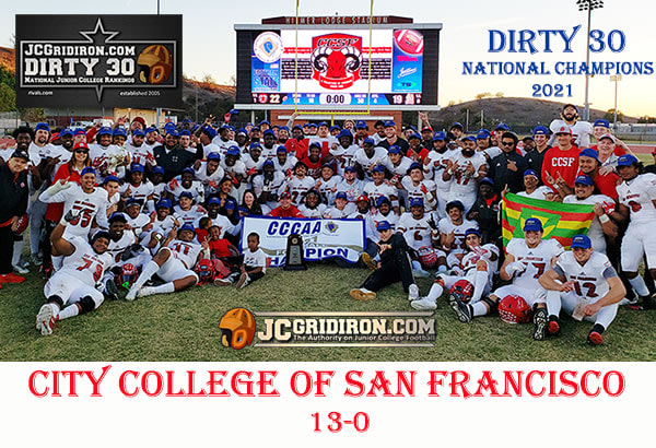 CCSF defeated Riverside City in the CCCAA title game on December 12