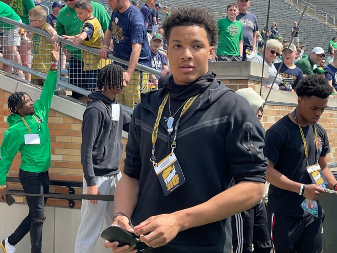 2024 four-star defensive end Marquise Lightfoot made a third recruiting trip to Notre Dame on Tuesday.