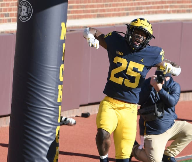 Michigan Wolverines football running back Hassan Haskins has