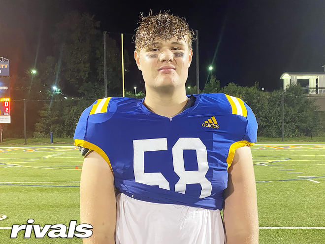 Notre Dame football picked up a verbal commitment from 2025 OT Owen Strebig, pictured above, last month. On Thursday, Strebig is expected to be one of several recruits in attendance for the first Irish spring practice.