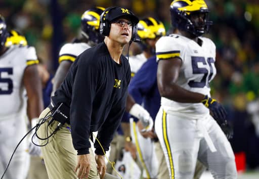 Michigan head coach Jim Harbaugh and his team are preseason favorites in every game this year. 