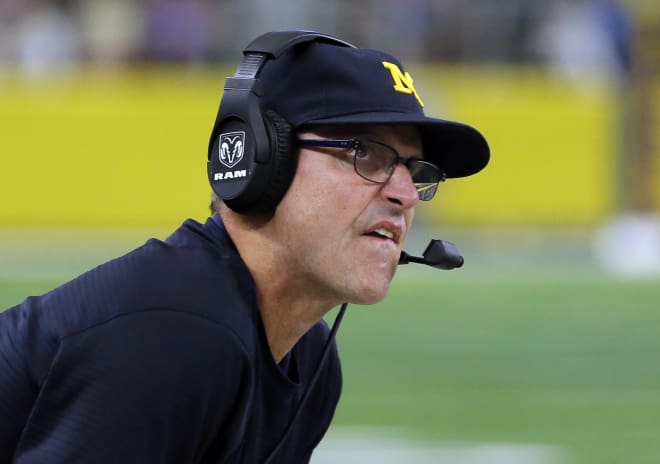 Jim Harbaugh and Michigan will hold the spring scrimmage Saturday, April 14.