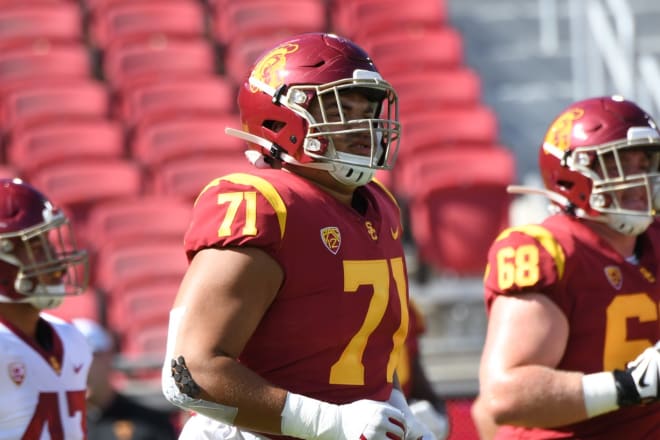 Redshirt junior Liam Jimmons has become a key rotation piece on the offensive line for USC in recent weeks.