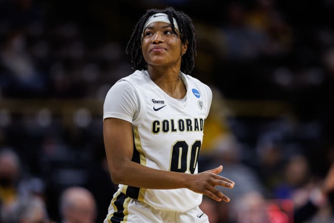 Jaylyn Sherrod smiles during the first round of the NCAA tournament against Creighton on March 18. 