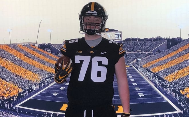 Class of 2022 in-state offensive lineman Carter Gorder attended Iowa's junior day on Sunday.