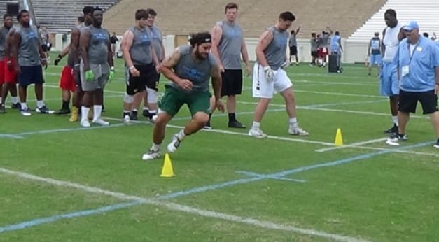 Asheville, NC, OG Jacob Setterlind was one of 162 campers on hand for Saturday's session at Kenan Stadium.