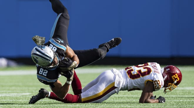 Former Notre Dame Fighting Irish football and current Carolina Panthers tight end Tommy Tremble