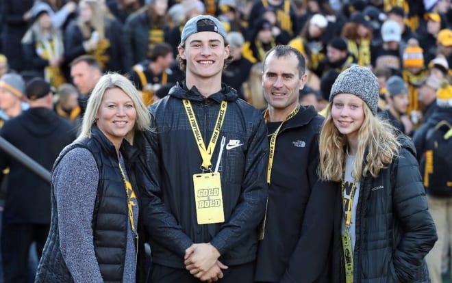Brody Brecht and family at Kinnick Stadium in 2019.