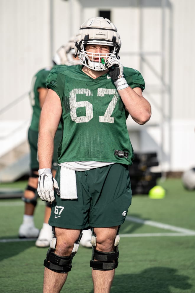 Michigan State's J.D. Duplain at spring practice (Photo courtesy of Michigan State Athletics) 