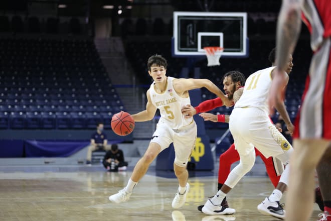 Notre Dame junior guard Cormac Ryan versus Ohio State on Dec. 8, 2020