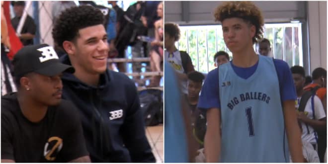 Lonzo Ball watches younger brother LaMelo Ball drop 40 points