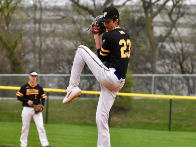 Nebraska baseball pitcher Jaxon Jelkin in high school pitching for Bellevue West