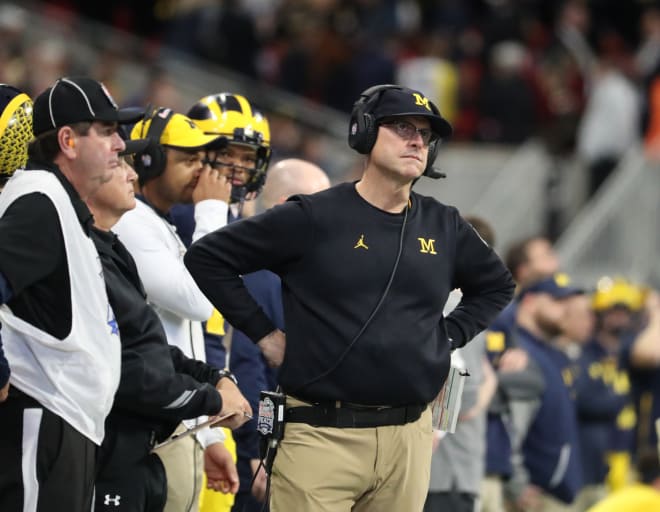 Michigan head coach Jim Harbaugh and his Wolverines are searching for answers on offense after scoring only 14 points against Wisconsin. 