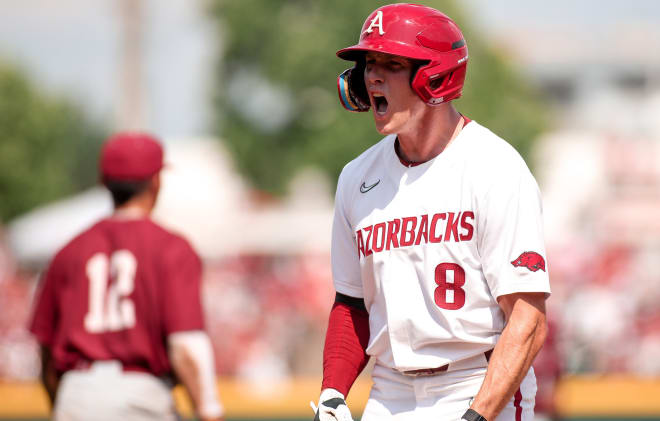 Arkansas baseball outfielders Jace Bohrofen, Tavian Josenberger