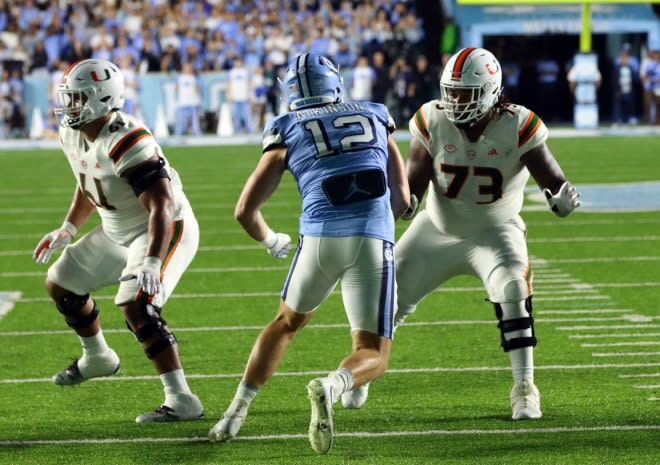 UNC defensive end Beau Atkinson has two sacks this season and a PFF grade of 79.7. 