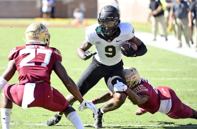 Wake Forest wide receiver A.T. Perry had 12 catches for 159 yards and a touchdown against NC State, but the Wolfpack won 30-21 on Nov. 5.