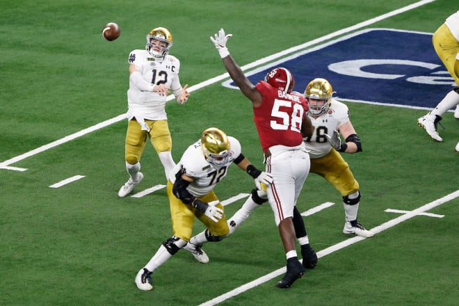 Ian Book and Notre Dame couldn't keep up with Alabama's offense in a 31-17 CFP semifinal loss.