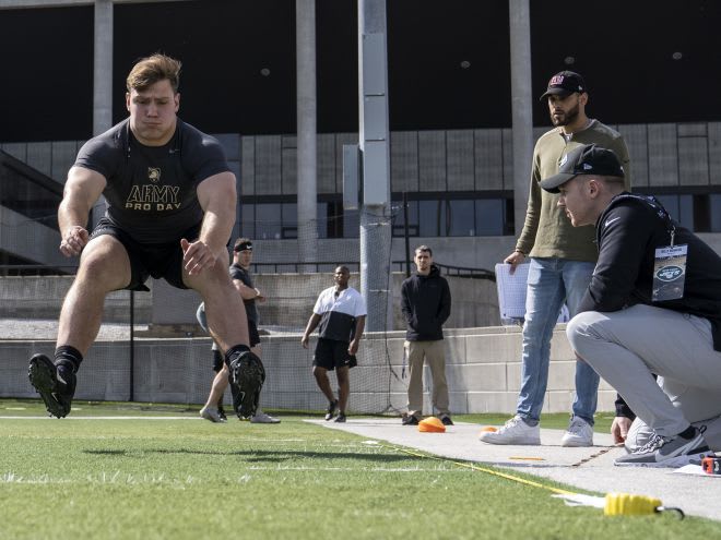 Army Defensive Lineman Nolan Cockrill during Tuesday's Pro-Day at West Point