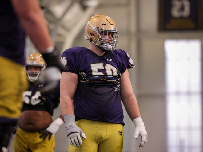 Rocco Spindler is competing for playing time at right guard for Notre Dame.