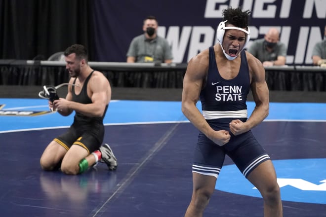 Penn State freshman Carter Starocci defeated Iowa's Michael Kemerer to win the national title at 174. 