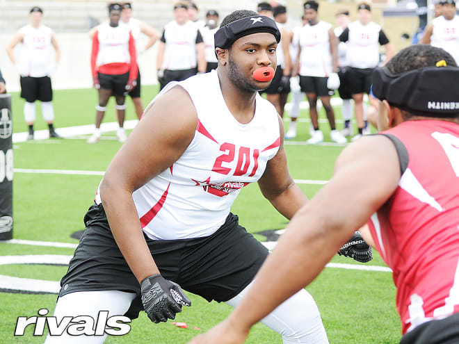 Maumelle tackle Andrew Chamblee at a Rivals 3-stripe camp. 