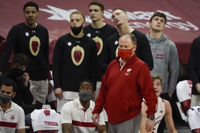 Wisconsin head coach Greg Gard watches diring the first half when the Badgers hosted Ohio State