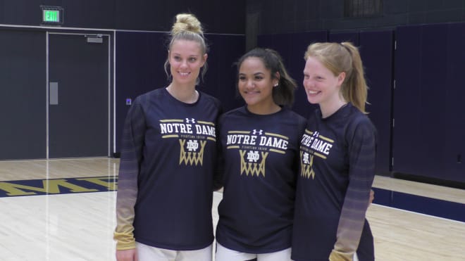 Freshmen Sam Brunelle (left) and Anaya Peoples (center) are expected to make immediate impact, while walk-on classmate  Kathleen Keyes (right) also joins the team.