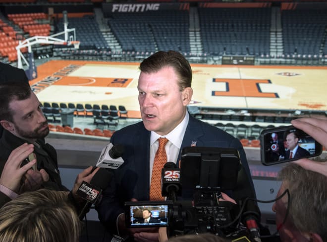 Brad Underwood, newly hired men's basketball coach at Illinois, speaks to reporters in Champaign, Ill., Monday, March 20, 2017.