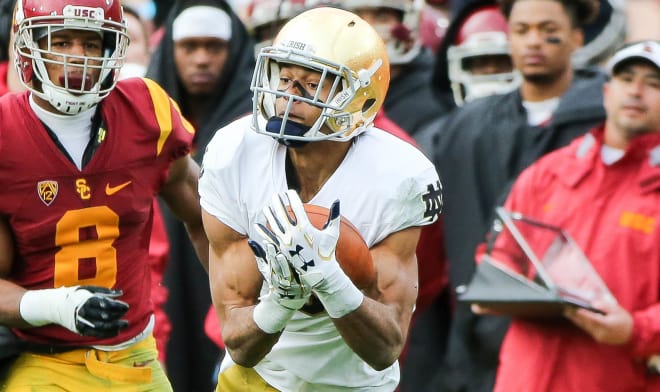 Sophomore receiver Equanimeous St. Brown was a major part of Notre Dame's offense in 2016.