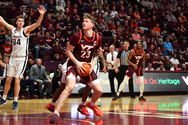 Nickel goes up for a layup against Virginia.