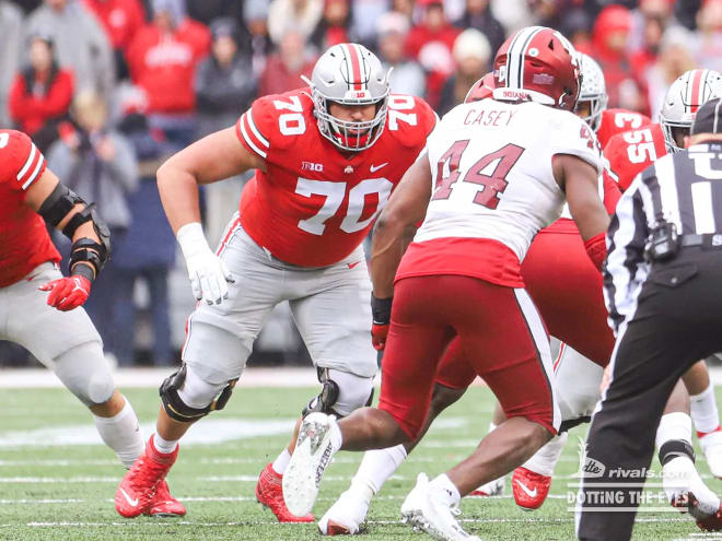 Third-year offensive lineman Josh Fryar made his first start against Indiana. (Birm/DTE)