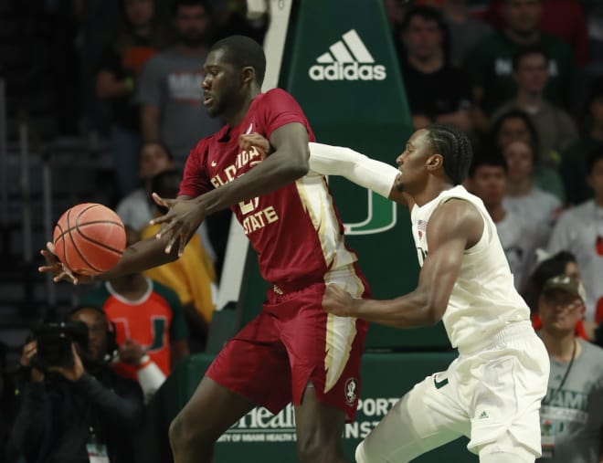 Christ Koumadje scored all eight of his points in the first half to help lead the Seminoles to the win on Sunday.