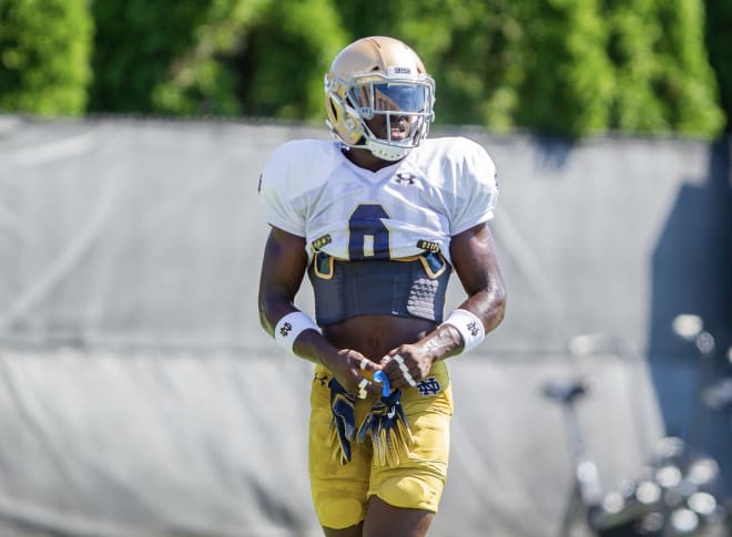 Junior rover Jeremiah Owusu-Koramoah has been a breakout player for the Irish defense in fall camp.