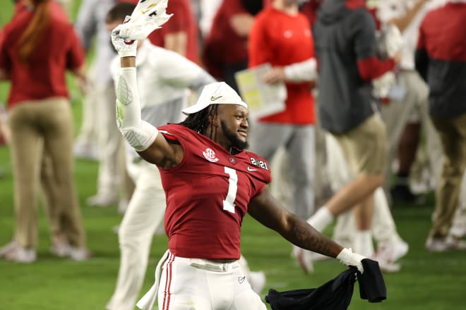 Alabama linebacker Ben Davis celebrates after the Crimson Tide's national championship win over Ohio State. Photo | Getty Images 