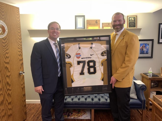 Former Missouri offensive lineman and current state representative Kurtis Gregory hosted Eli Drinkwitz when Drinkwitz visited the Capitol on May 6.